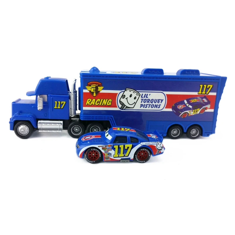 Disney Pixar Cars Lightning Mcqueen 2 шт. № 117 Torquey Pistons Mack Uncle Truck &amp Racer 1:55 Литые металлические