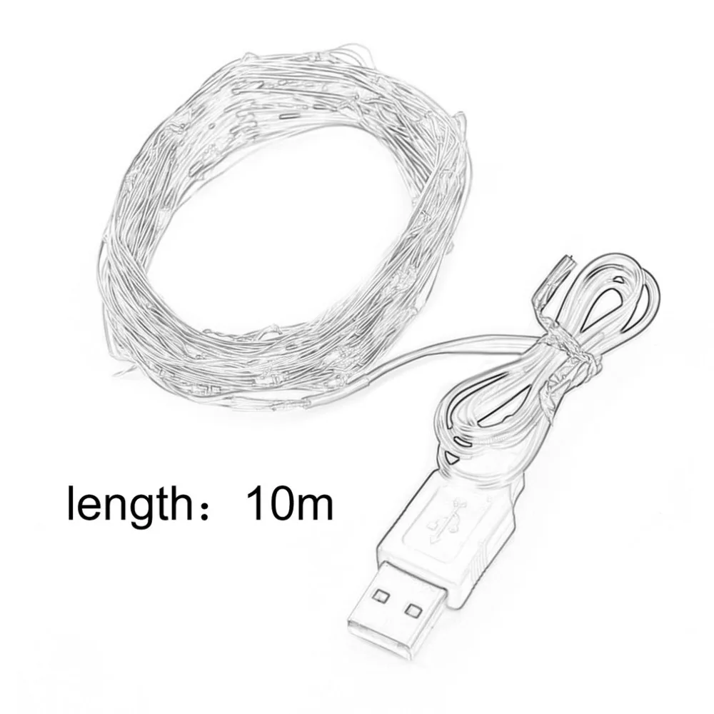 10 м/33ft 100 светодиодный s USB гибкие Медный провод Строка Light Звездное Рождественский