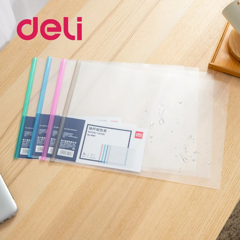 

Deli 1pcs Drawbar Report Clip A3 Specification File Transparent Folder Plastic Tie Clip Waterproof Wearable Red 5 Color 5861