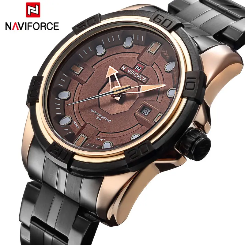 Naviforce оригинальный Элитный бренд кварцевые часы Для мужчин смотреть