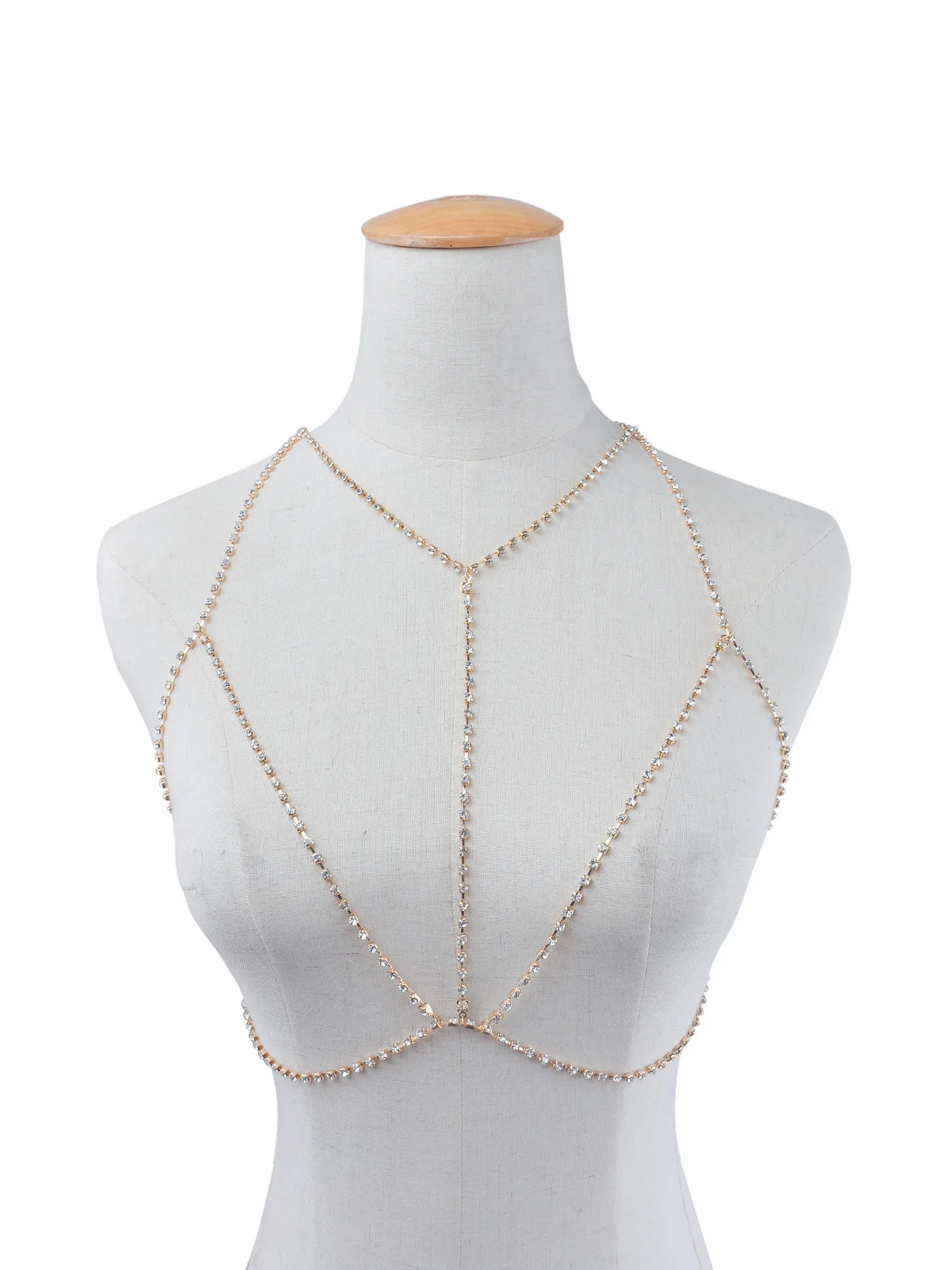 Женский многоуровневый купальник бикини Bralette с кристаллами цепочка на шею