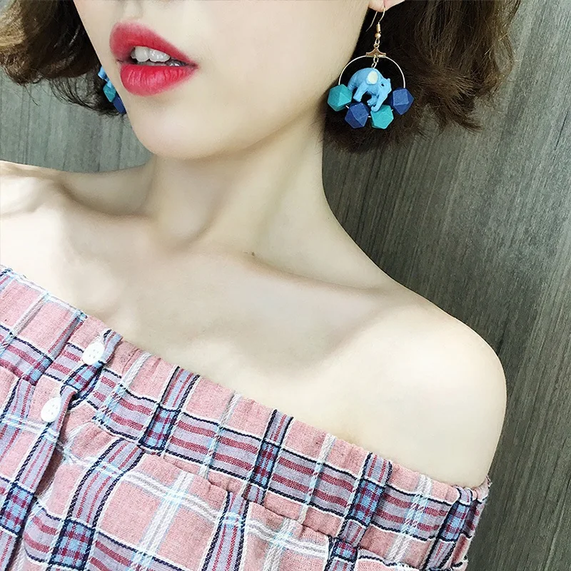 Женские классические серьги-подвески Anise уникальные деревянные серьги с голубым