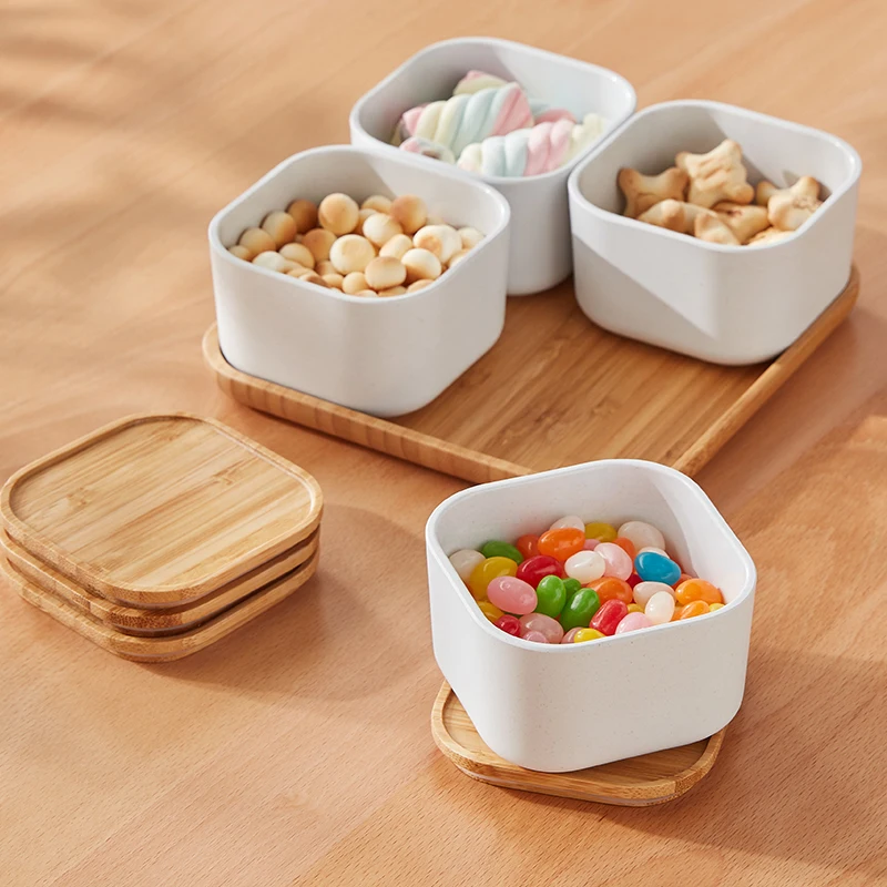 ZEN'S бамбуковые тарелки для закусок МДФ коробка для хранения с бамбуковым поддоном и крышкой для кухонного хранения