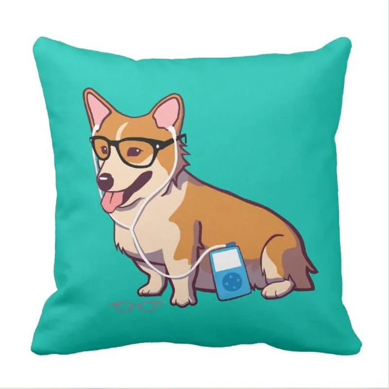 Подушка корги чехол с красным снеговиком двусторонняя печать размер на выбор |