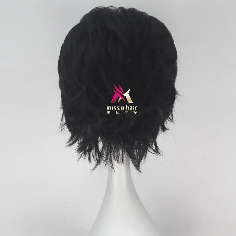 Miss U Hair для мужчин унисекс 33 см короткие прямые волосы синтетические Auburn черный красный цвет Хэллоуин косплей костюм парик ролевые игры парик