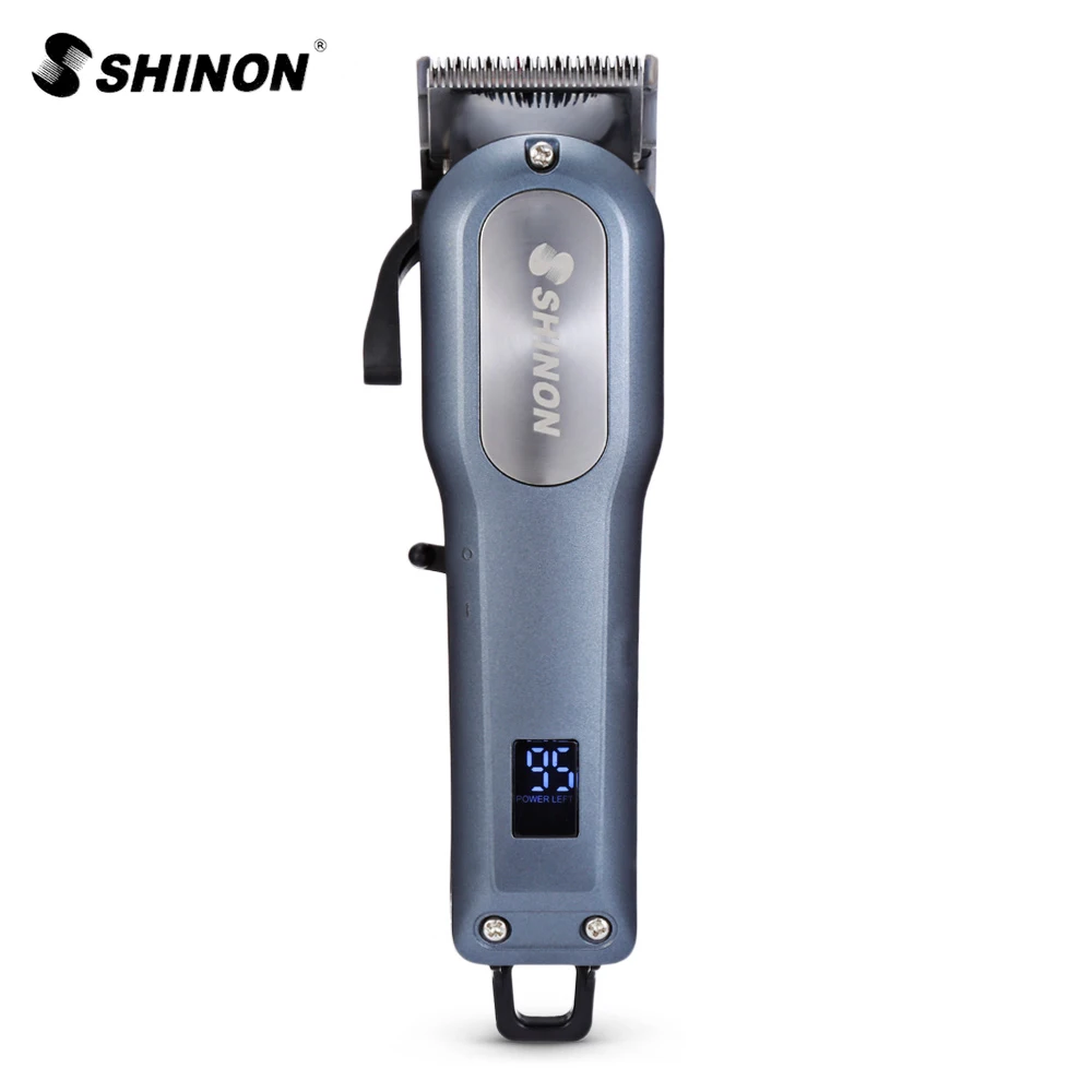 Blue Gray SHINON SH-1888 профессиональный триммер 4 направляющие расчески ЖК-экран перезаряжаемая Беспроводная Машинка для стрижки волос Триммер машинка для бритья волос - Цвет: Blue Gray