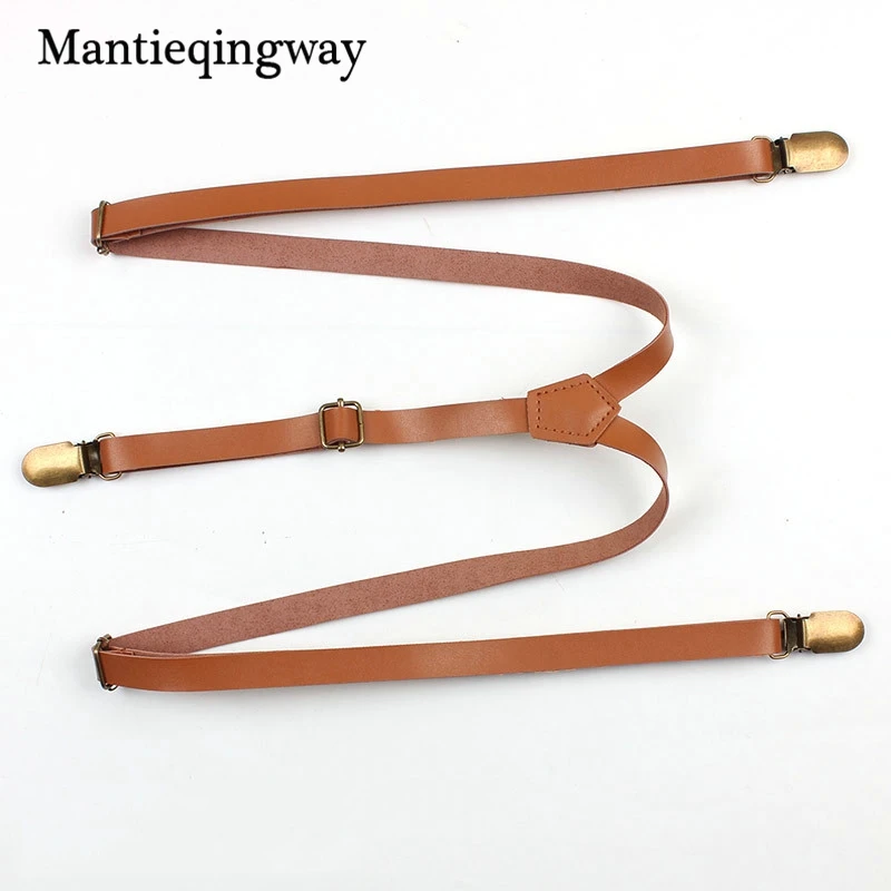 Женские и мужские подтяжки Mantieqingway регулируемые из искусственной кожи с ремнем