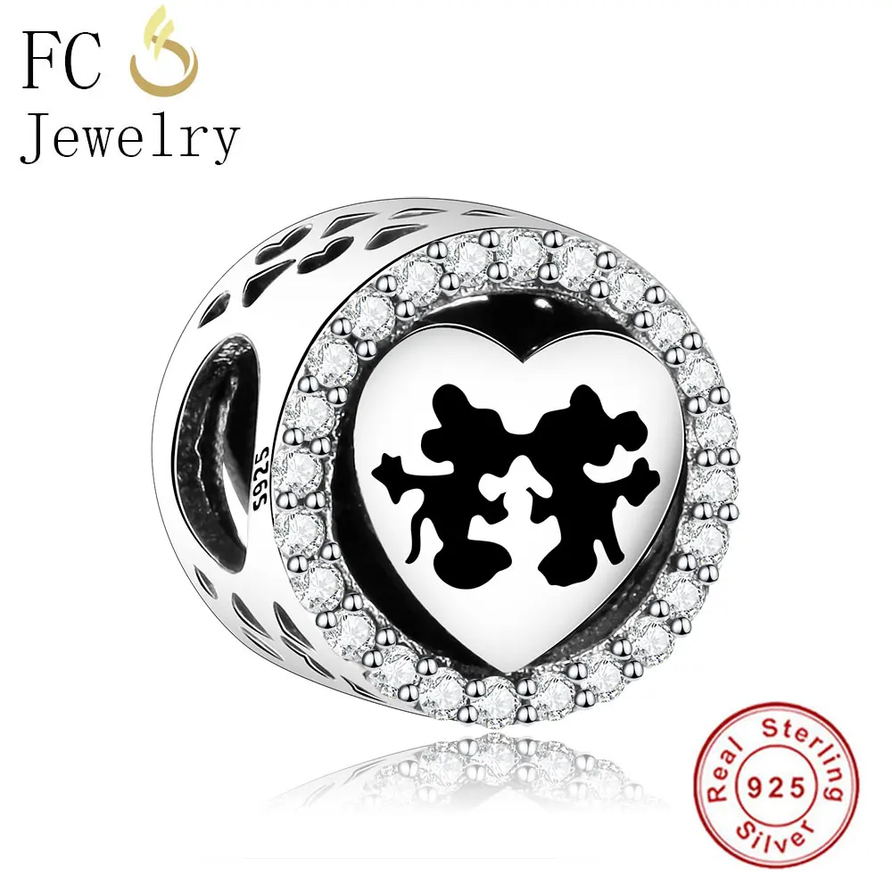 FC, ювелирное изделие, подходит для оригинала Pandora, очаровательный браслет, 925 серебро, животное, Микки, Минни, морская лошадь, синяя собака, лапа, принт, бисер, для женщин, Berloque - Цвет: FC0355
