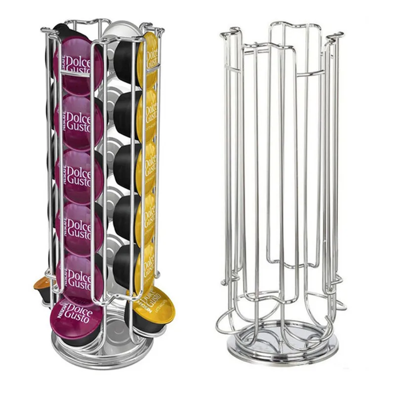 

2019 Coffee Pod Holder Dolce Gusto Capsule Stand Coffee Capsule Storage Rack for 24/32pcs 360 Degre Rotate Non-slip Base