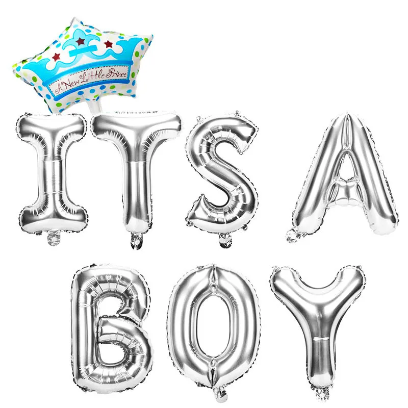 silver its a boy 3 м Baby Shower Бумага баннер его для девочек и мальчиков Babyshower вечерние украшения шары подвесная гирлянда соломы поставки Пол раскрыть - Цвет: silver its a boy