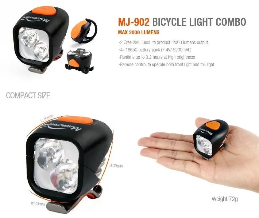 

MagicShine MJ902 2000 Lumen LED Bike Front and rear light