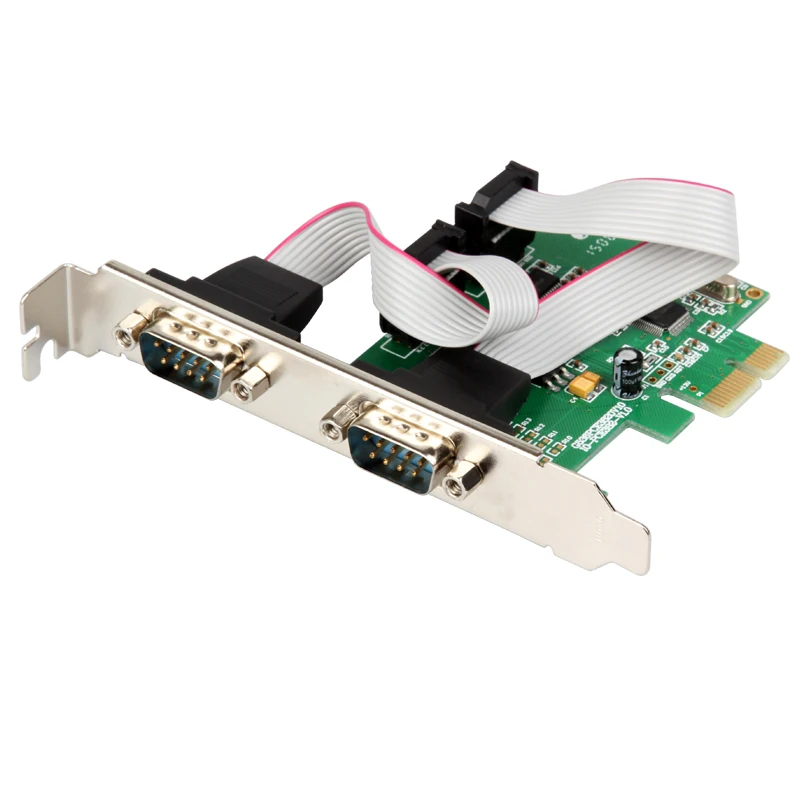 PCI Express 2 порта Последовательный RS232 COM DB9 контроллер карты e 1 0x1 WCH 382 чип с