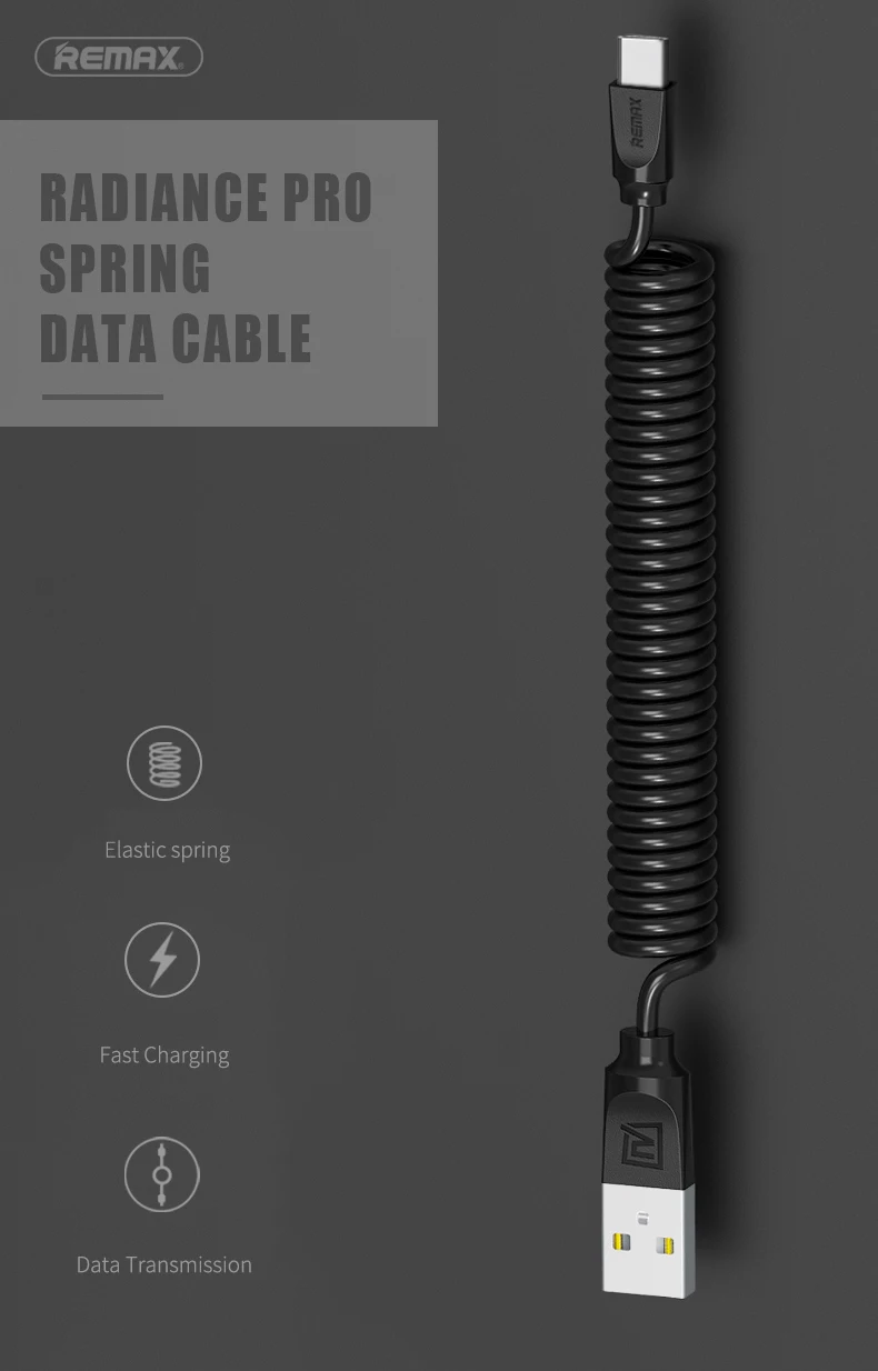 Remax ТПУ выдвижной пружинный usb type c кабель 2.4A Быстрая зарядка для Xiaomi Mi 5 USB C кабели синхронизации данных для samsung s8 Oneplus 6