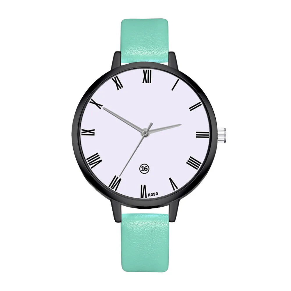 Роскошные часы для женщин кожаные кварцевые женские высококачественные с синим