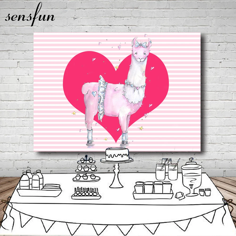 Sensfun розовые и белые полосатые красные сердца Альпака фон для девочек