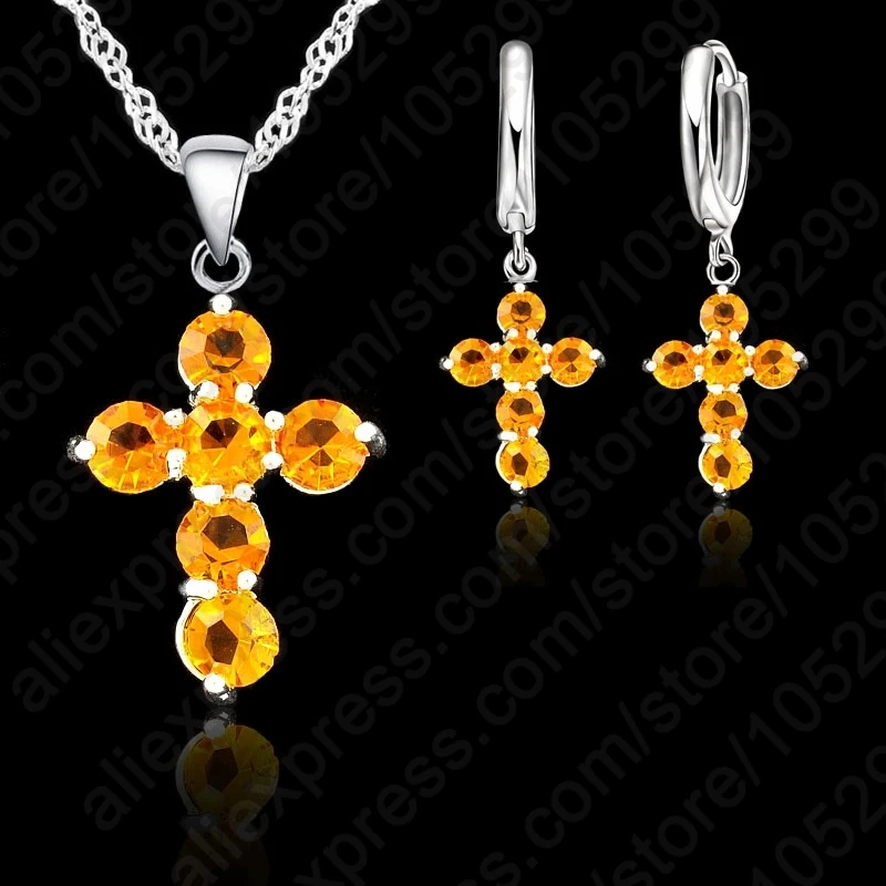 Комплект из колье и серёг серебра 925 пробы с австрийским кристаллом|jewelry dresser|jewelry