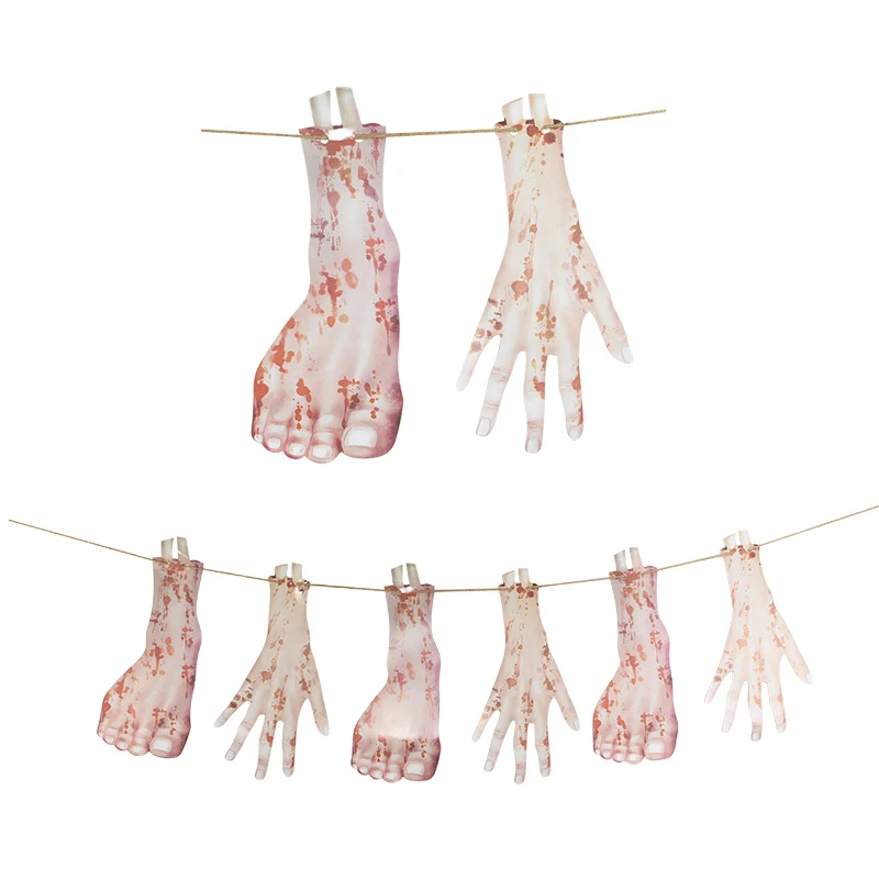 1 комплект страшные подвесные руки конечности кровавая Бумажная гирлянда баннер