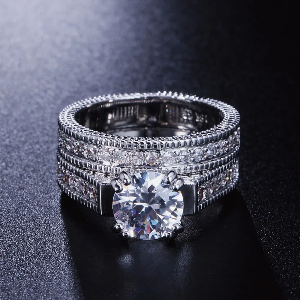 Серебряное латунное кольцо наборы для новобрачных циркониевая драгоценность