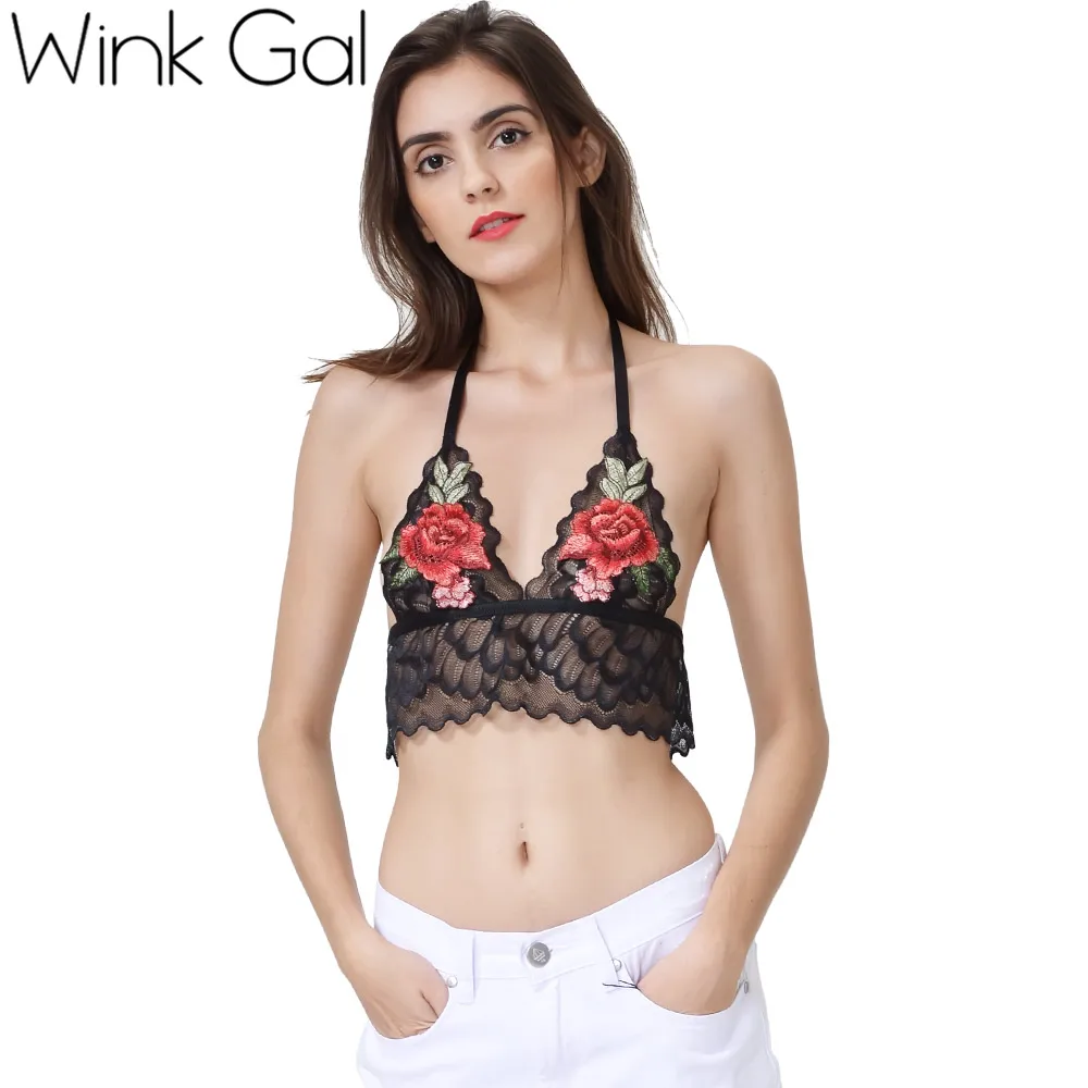 2018 Подмигивание Гал летние пикантные Bralette Горячая Вышивка прозрачной кружевной
