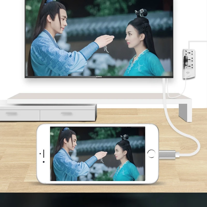 Адаптер для Apple в HDMI HD кабель 1080P iPad на iPhone 5 5S 6 S 7 Plus телефон подключен к телевизору