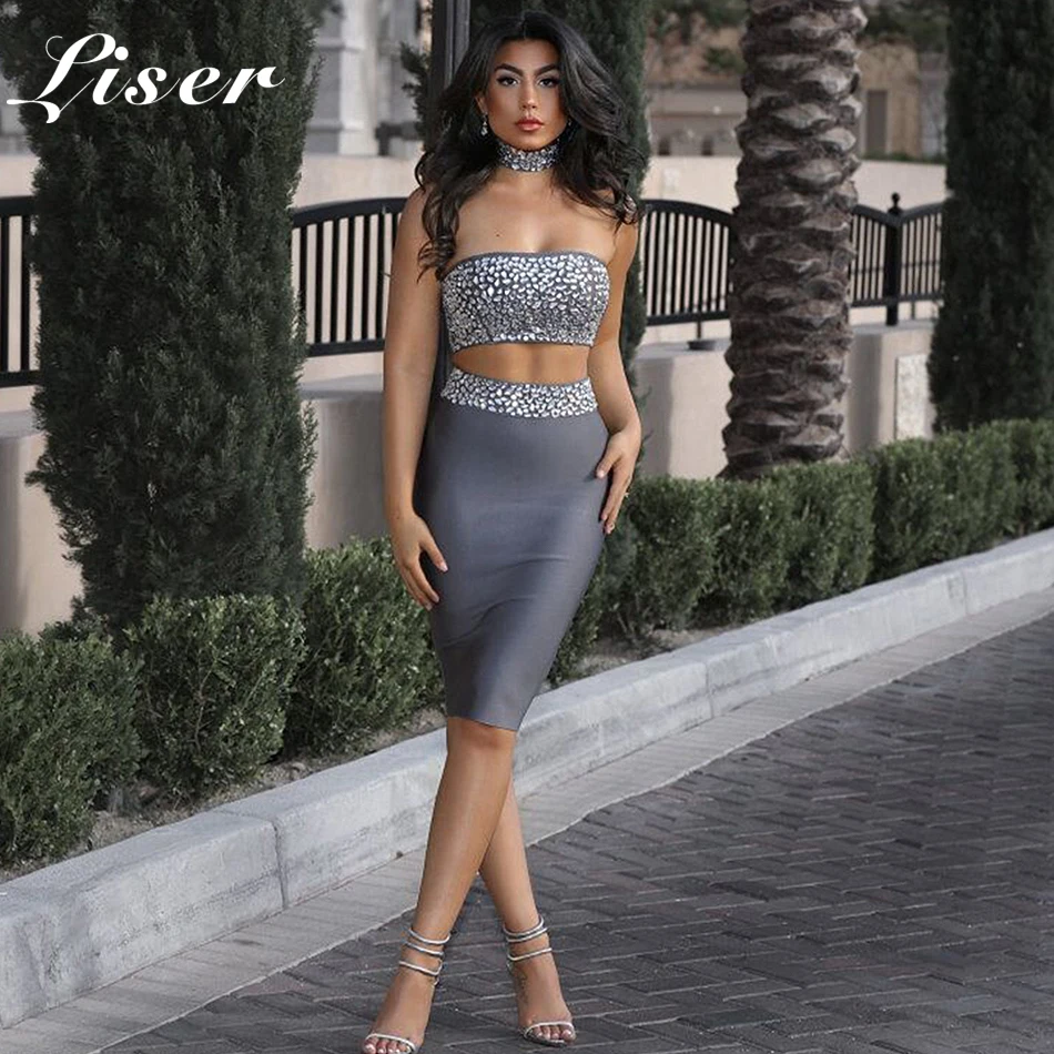 Новинка лета 2018 женское платье без бретелек обтягивающее из двух частей с