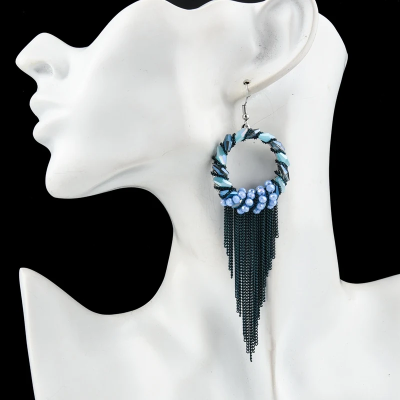 MELIHE Water Drop Black Tassel Earrings For Women Vintage Bohemian Long Earring Female Ethnic Fashion Party Jewelry SER160026 | Украшения и