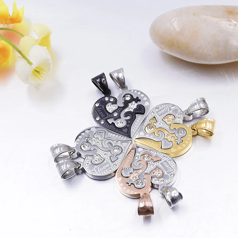 

CHIMDOU Couples Jewelry Heart Necklaces Charm Men Women Couple Necklace Stainless Steel LOVE ETERNAL Pendants Necklaces