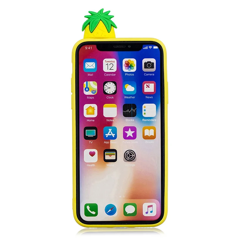 3D Pineapple Cat Phone Case For iPhone X Xr Xs Max Soft Silicone Cute Cartoon 7 8 Plus 6 6s 5 5S SE Cover Coque |