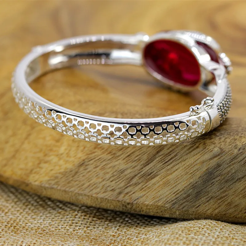 Женский браслет из серебра 925 пробы с красным нефритом|bracelet bangle for women|bracelet womenbracelet