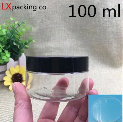 100 ml inner cover 30 шт 50 100 150 180 200 250 мл Крем Конфеты Пластиковая упаковка бутылка черная баночка с крышкой pill контейнер для специй банка - Цвет: 100 ml inner cover
