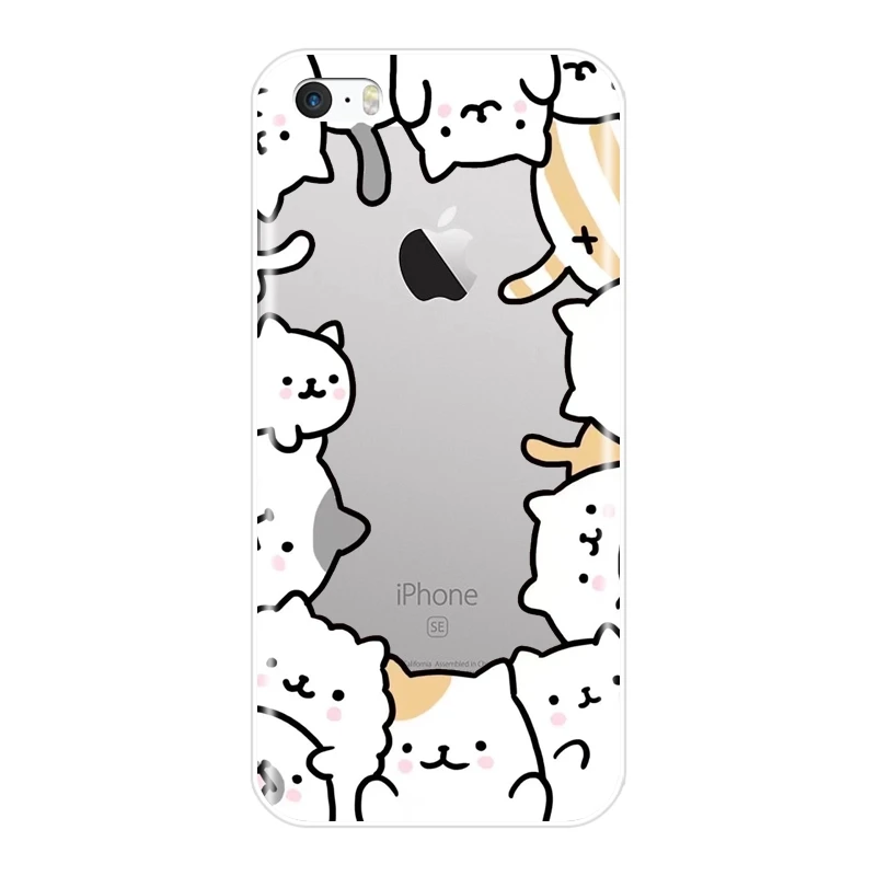 Чехол для телефона из тпу iPhone 5C 5S SE 5 S Kawaii Cat Japan Cute Cartoon Funny Girl мягкая силиконовая