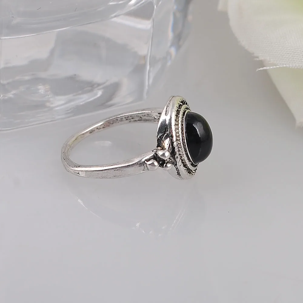 

Sticks Jewelry Vintage Charm Rings Zinc Alloy Punk Style Black Oval Crystal Rings