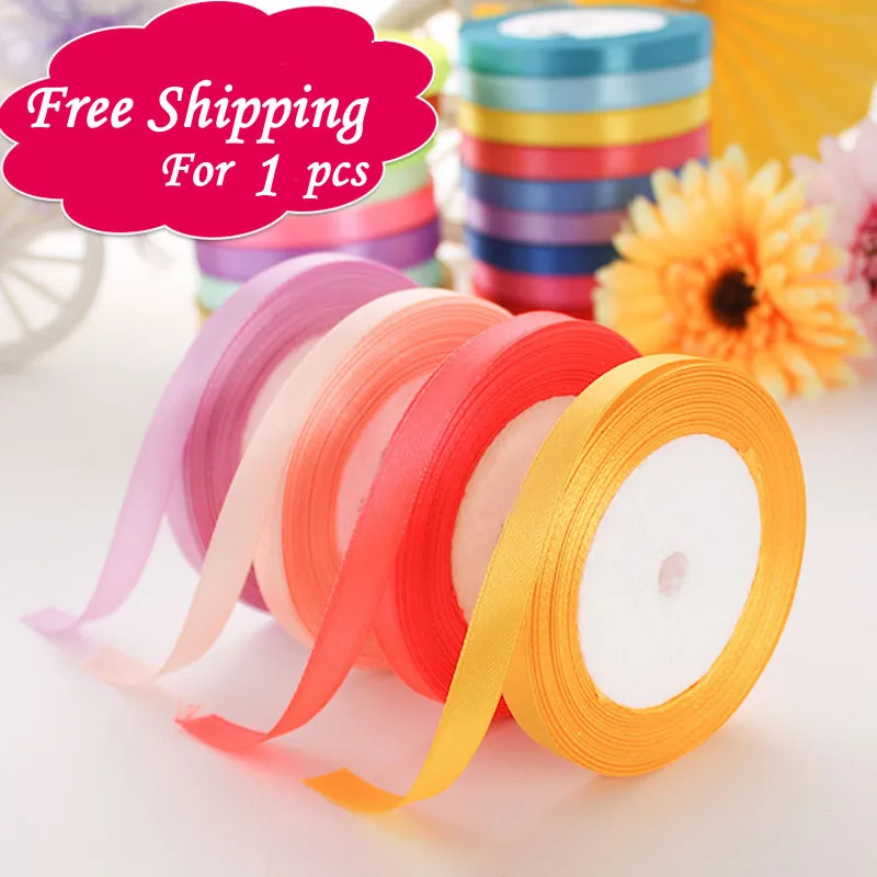 25 ярдов 10 мм ширина ленты красочные шелковые атласные Свадебные украшения