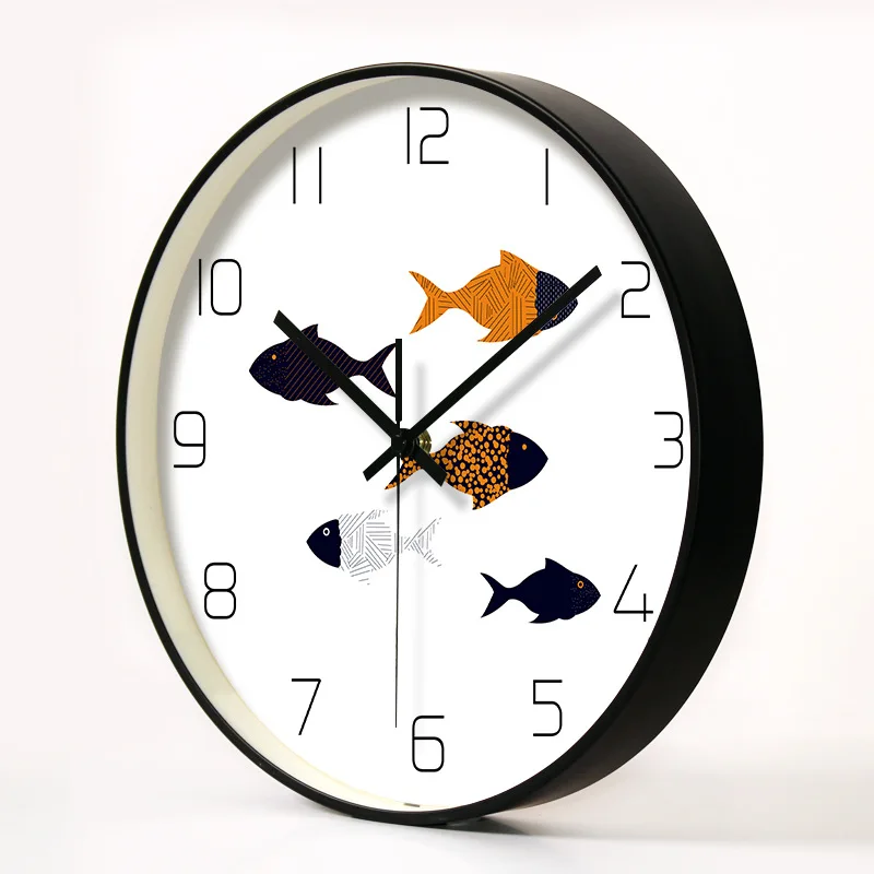 

Fish Wall Clock Art Wall Clock Nordic Style Art Modern Minimalist Atmospheric Living Room Silent Quartz Wall Clock