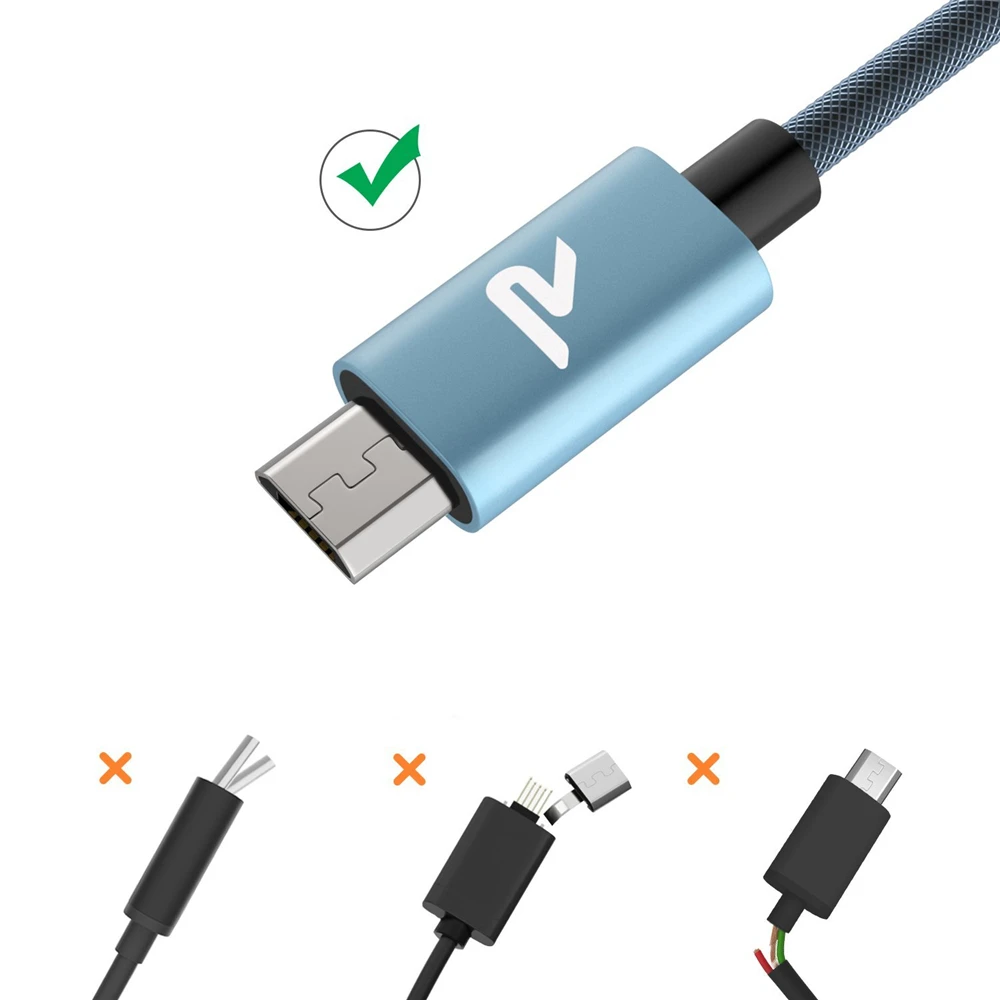 RAMPOW QC3.0 ажурные Micro USB кабель для Xiaomi Redmi Note 5 непереплетающийся Быстрый зарядный