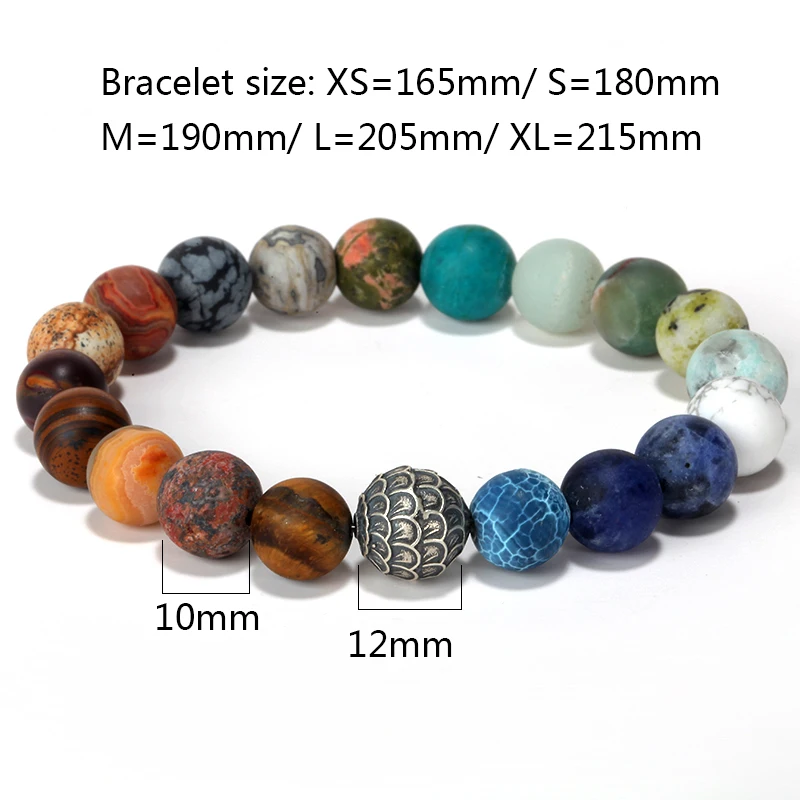 Mcllroy Natural Stone Beads Bracelet Bangle for Women Men Universe Space Planets Solar System Chakra Yoga Bracelets Jewelry gift | Украшения