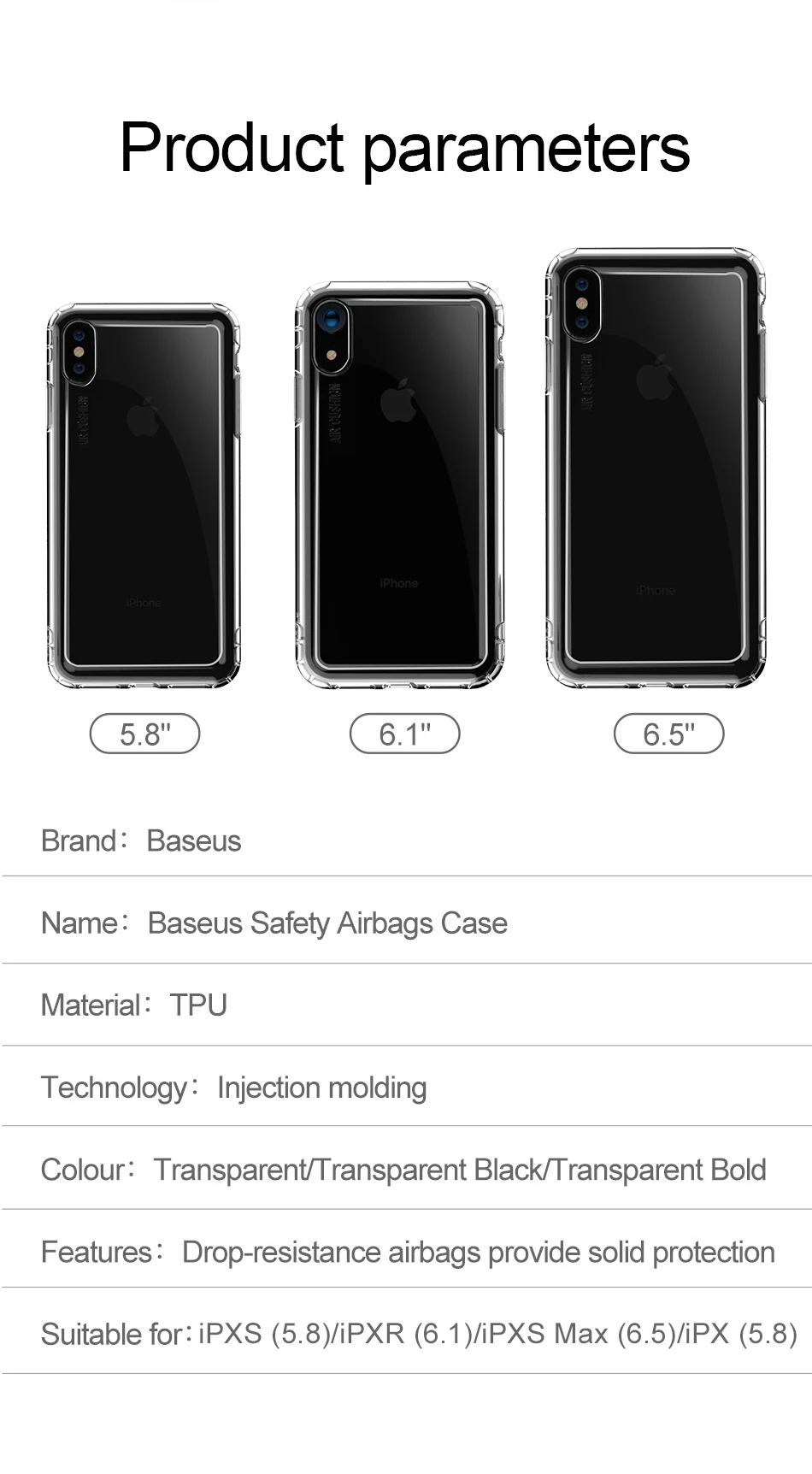 Роскошный чехол для телефона Baseus, чехол для iPhone Xs Max Xr X S R Xsmax, прозрачная Мягкая силиконовая задняя крышка из ТПУ для iPhone Fundas Shell