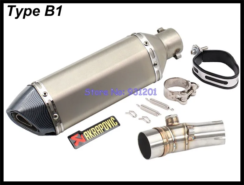 Мотоцикл выхлопная труба akrapovic глушитель выхлопных газов для ER6N адаптер для подключения труба среднего звена с Концевая выхлопная труба глушителя(2012 - Цвет: Type B1