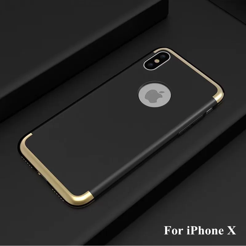 Для iphone 6 S чехол Роскошный Черный Матовый Жесткий 360 Защитный чехол для iphone 6 S 7 8 Plus Съемный 3 в 1 задняя крышка для iphone 6 X