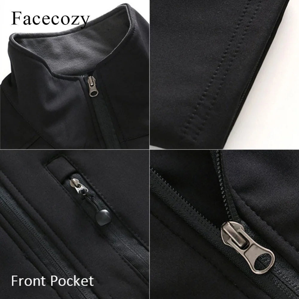 Facecozy Мужская демисезонная уличная походная флисовая куртка ветрозащитная