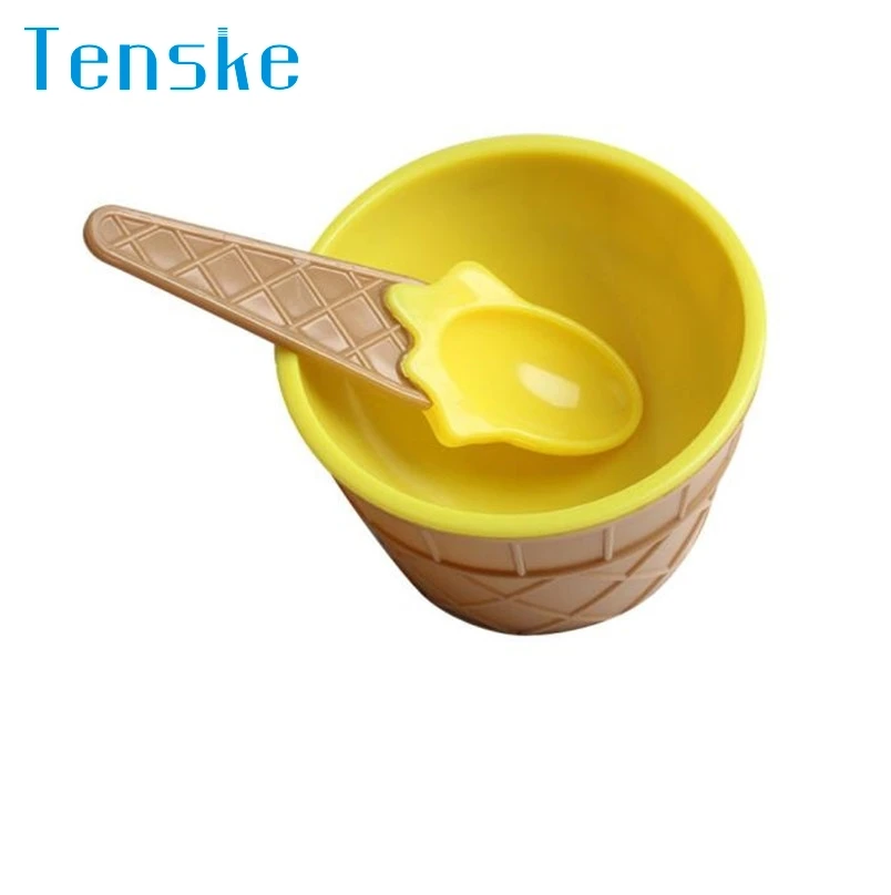 Tenske Экологичная миска для мороженого с ложкой шесть цветов #30 подарок 1 шт.