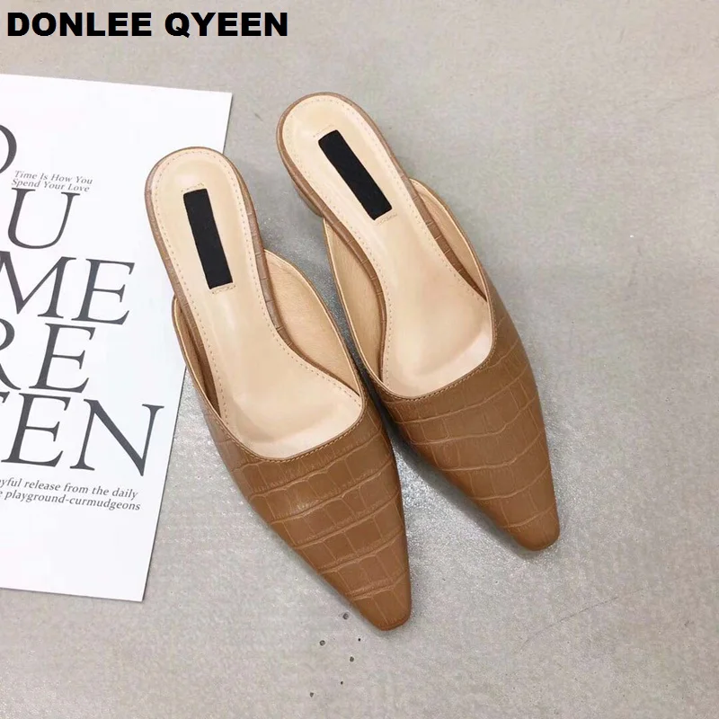 Мюли DONLEE QUEEN женские на низком каблуке туфли без застежки заостренный носок