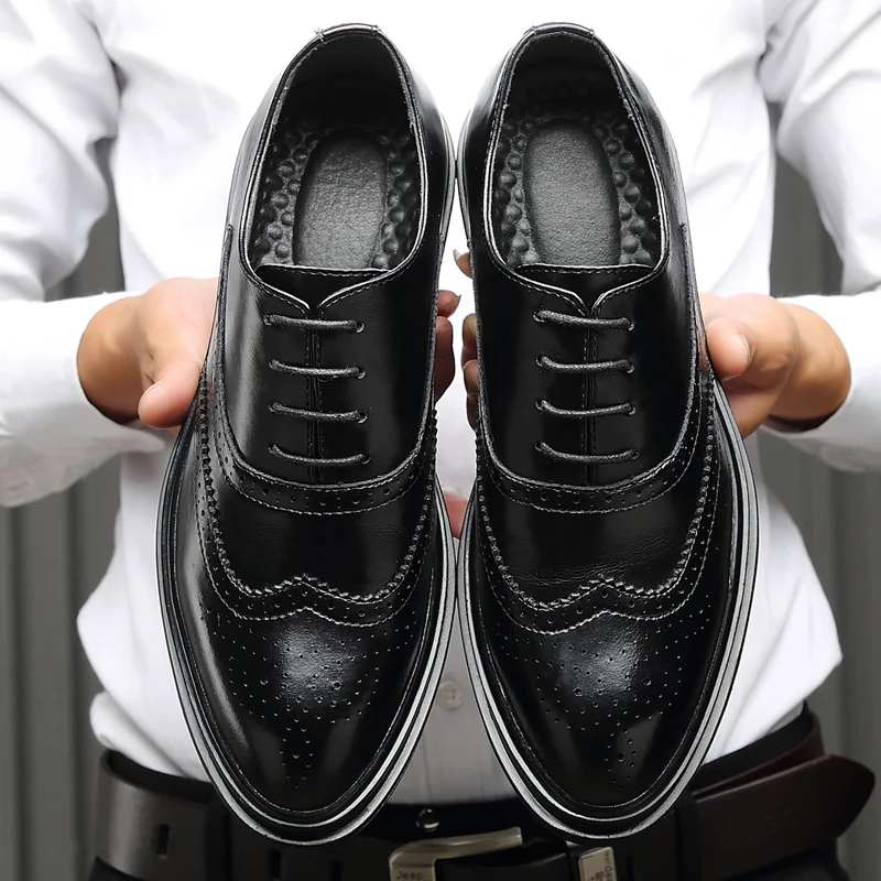 Vosonca 2019 New Men Shoes Lace-Up Fashion High Quality Brogue Leather Casual Flats | Обувь