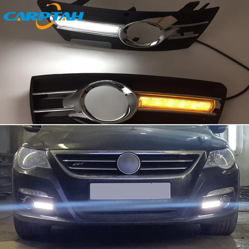 Светодиодный дневной светильник для Volkswagen Passat CC 2009 2012 Водонепроницаемый желтый