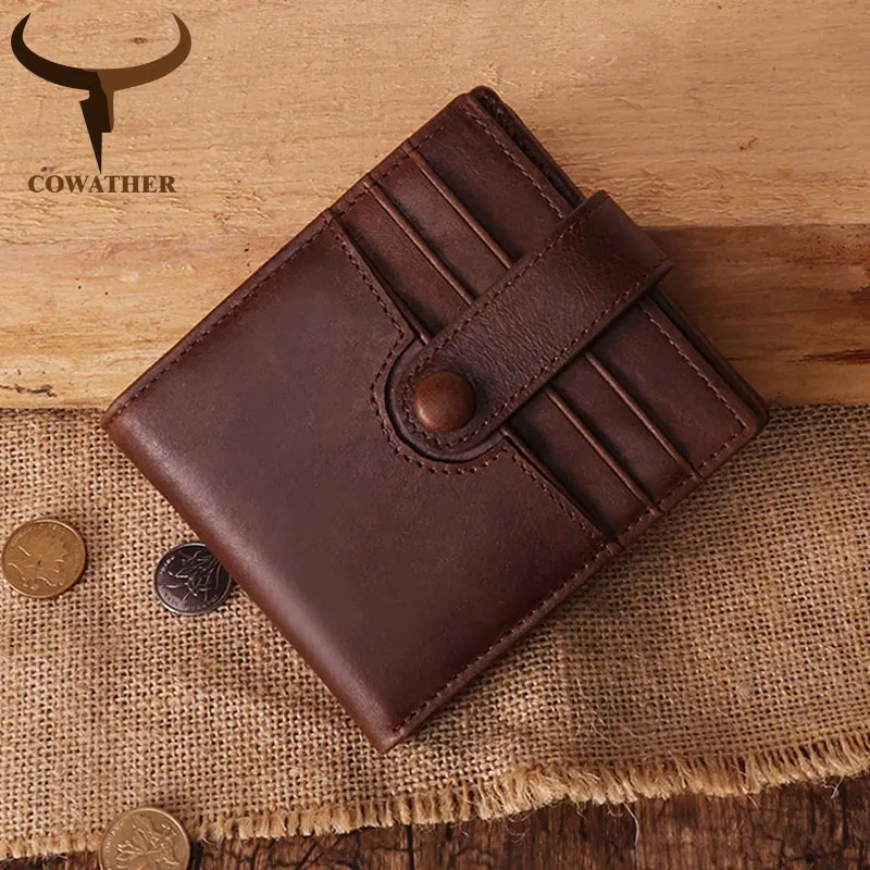 COWATHER Топ коровья кожа мужской кошелек Корова Натуральная кожа кошелек дизайн модная мужская RFID сумка для монет Q2079