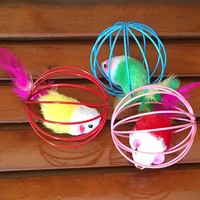 funny cute color random funny pet kitten cat playing mouse rat mice ball cage toys yh 460543