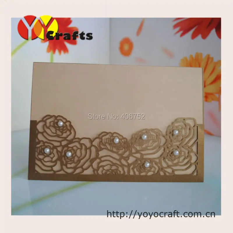 

2016 hot sale custom invitation cards paper laser cut wedding invitation card with inner paper and envelop