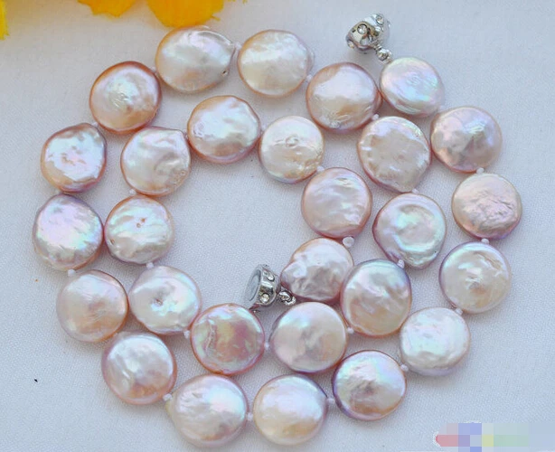 DYY HOT## Wholesale &gt &gt&gt&gt P3905 17&quot 14mm lavender coin Freshwater cultured pearl necklace magnet |