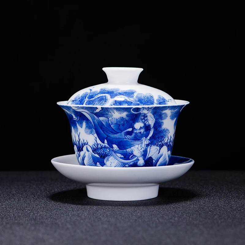 200 мл Цзиндэчжэнь синий и белый фарфор Gaiwan Чай чашки Керамика горшок
