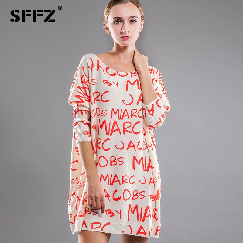 SFFZ 2021 новые осенние зимние женские платья свободный шерстяной трикотажный топ с